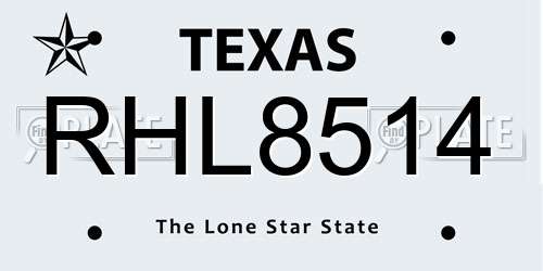 RHL8514 Texas License Plate
