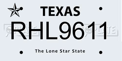 RHL9611 Texas License Plate