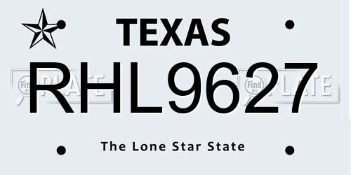 RHL9627 Texas License Plate