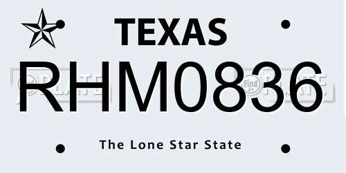 RHM0836 Texas License Plate