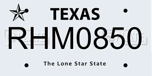 RHM0850 Texas License Plate