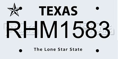 RHM1583 Texas License Plate