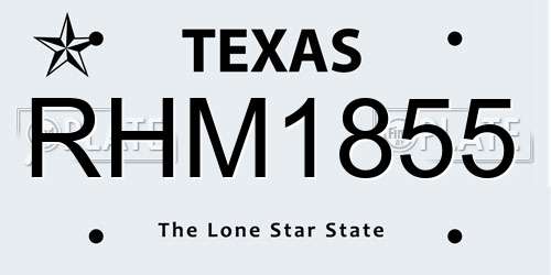 RHM1855 Texas License Plate