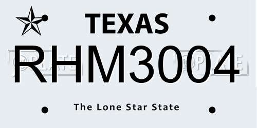 RHM3004 Texas License Plate