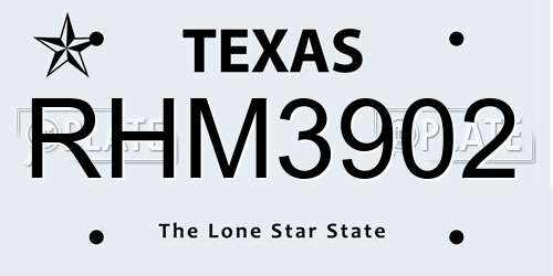 RHM3902 Texas License Plate