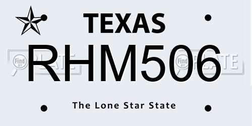 RHM506 Texas License Plate