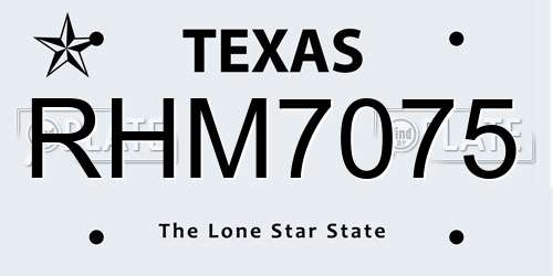 RHM7075 Texas License Plate