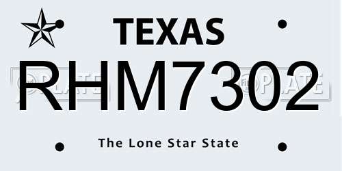 RHM7302 Texas License Plate