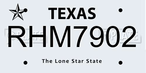 RHM7902 Texas License Plate