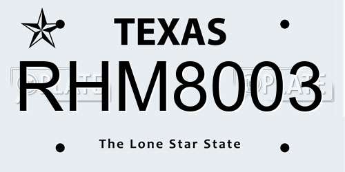 RHM8003 Texas License Plate