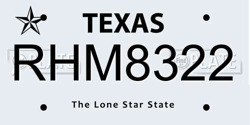 RHM8322 Texas License Plate