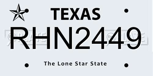 RHN2449 Texas License Plate