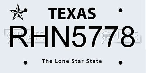 RHN5778 Texas License Plate