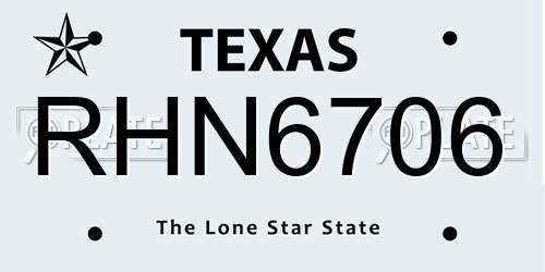 RHN6706 Texas License Plate