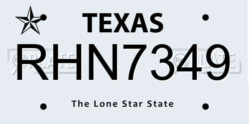 RHN7349 Texas License Plate