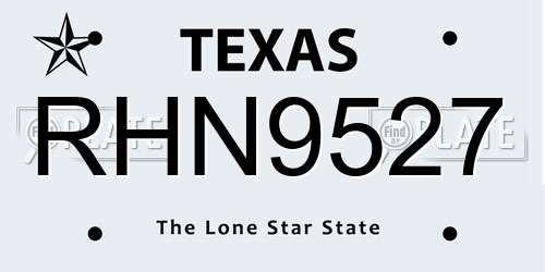 RHN9527 Texas License Plate