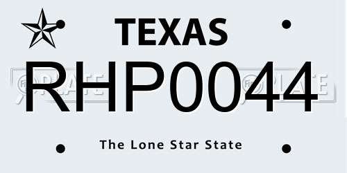 RHP0044 Texas License Plate