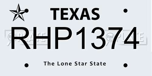 RHP1374 Texas License Plate