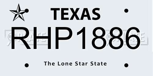 RHP1886 Texas License Plate