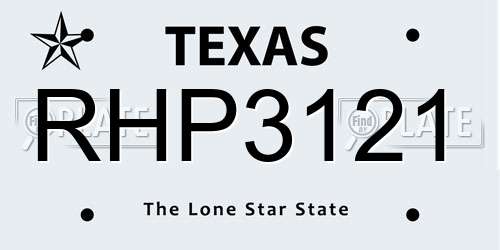 RHP3121 Texas License Plate