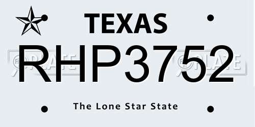 RHP3752 Texas License Plate
