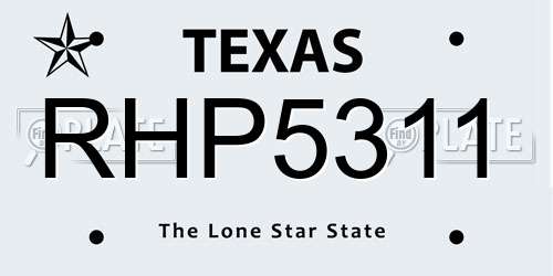 RHP5311 Texas License Plate