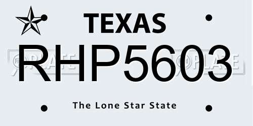 RHP5603 Texas License Plate