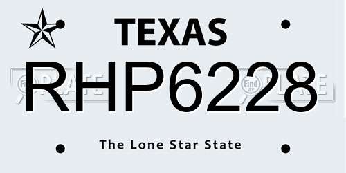 RHP6228 Texas License Plate