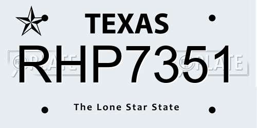 RHP7351 Texas License Plate