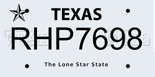 RHP7698 Texas License Plate
