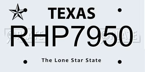 RHP7950 Texas License Plate