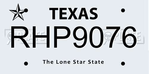 RHP9076 Texas License Plate