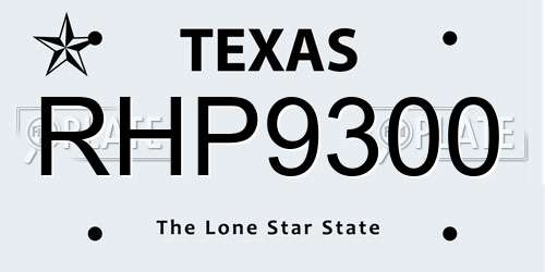 RHP9300 Texas License Plate