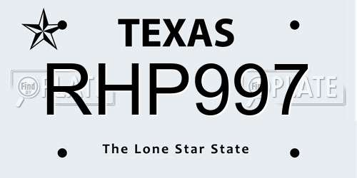 RHP997 Texas License Plate
