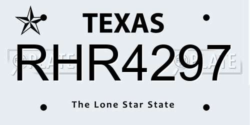 RHR4297 Texas License Plate