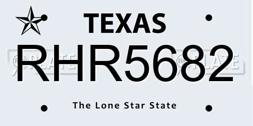 RHR5682 Texas License Plate