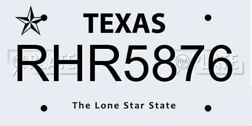 RHR5876 Texas License Plate
