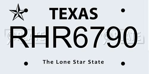RHR6790 Texas License Plate