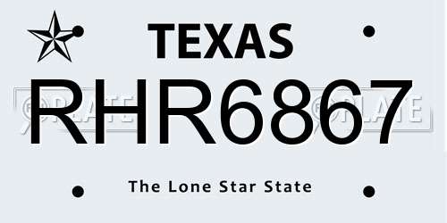 RHR6867 Texas License Plate