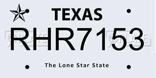 RHR7153 Texas License Plate