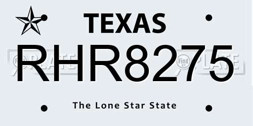 RHR8275 Texas License Plate