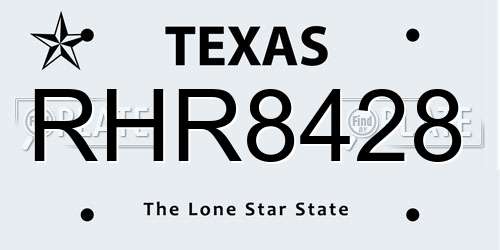 RHR8428 Texas License Plate
