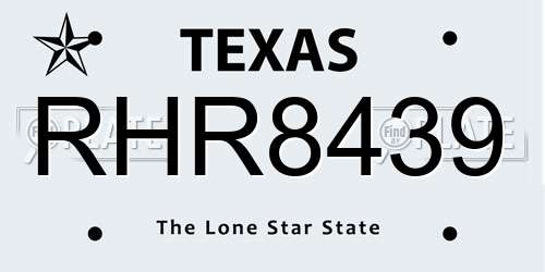 RHR8439 Texas License Plate
