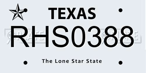 RHS0388 Texas License Plate