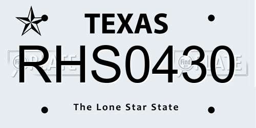 RHS0430 Texas License Plate