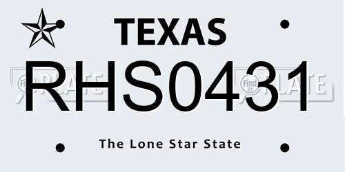 RHS0431 Texas License Plate