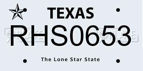 RHS0653 Texas License Plate