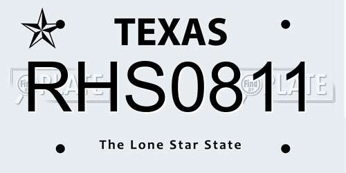RHS0811 Texas License Plate