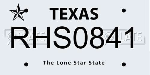 RHS0841 Texas License Plate