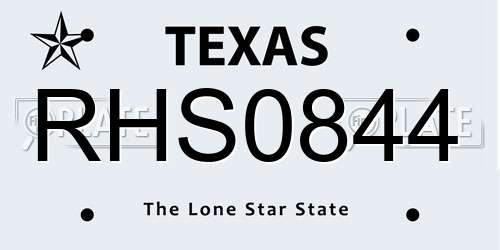 RHS0844 Texas License Plate